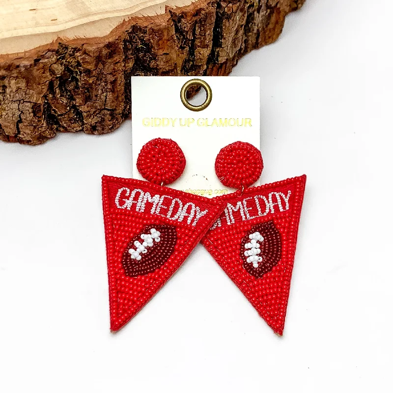 Best hoop earrings with minimal embellishments for a sleek and modern look-Gameday Beaded Flag Earrings in Red