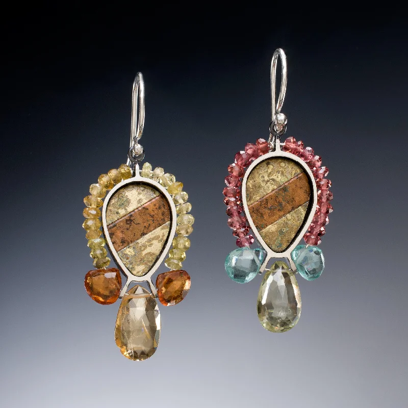 Best hoop earrings with stacked layers for a dimensional and bold look-Gemstone and Mosaic Earrings