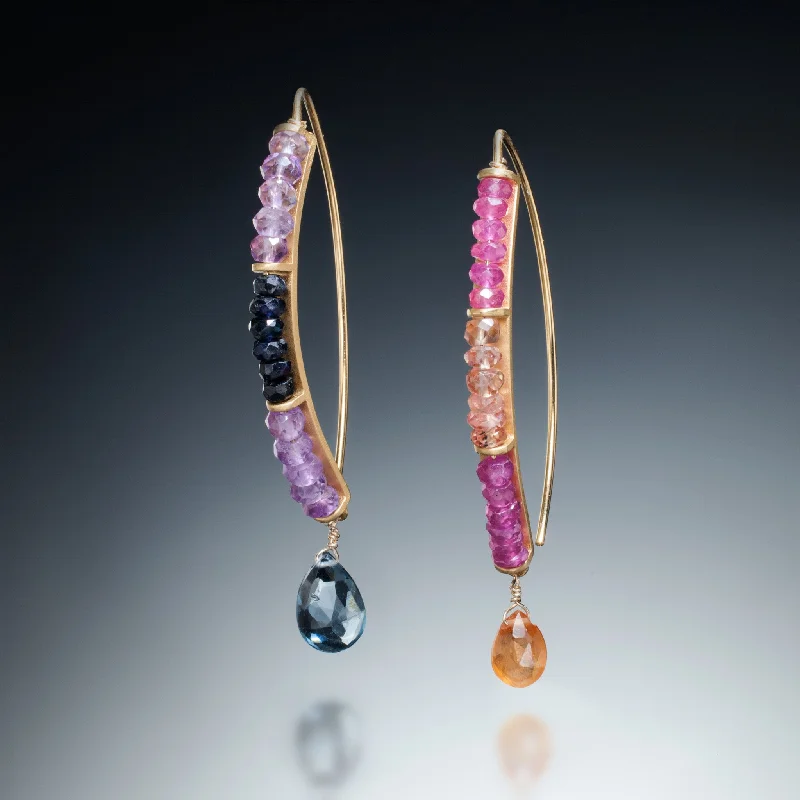 Best hoop earrings with matte finish for a sophisticated, understated design-Gemstone Curve Earrings with Drop (gold)