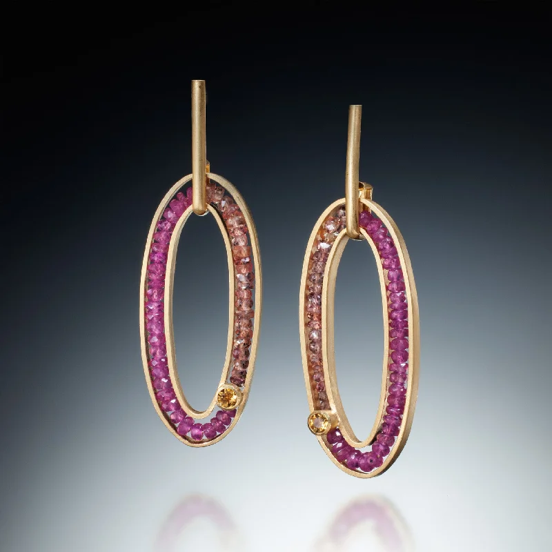 Hoop earrings with twisted metal designs for a dynamic and modern style-Gemstone Oval Earrings (gold)