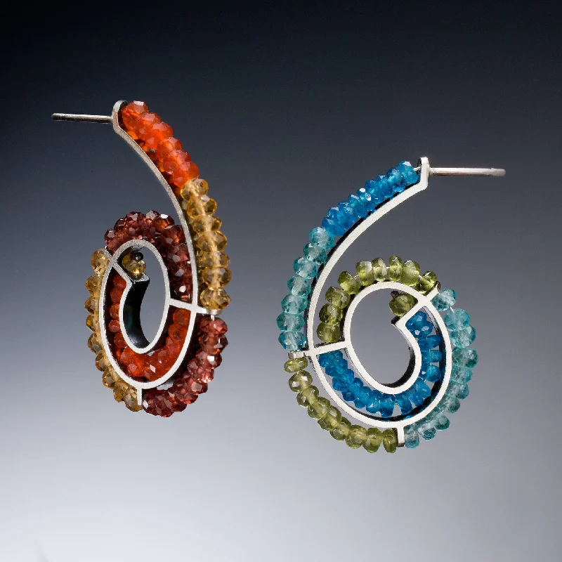 Best hoop earrings with vintage rhinestone embellishments for a retro-glam effect-Gemstone Spiral Earrings