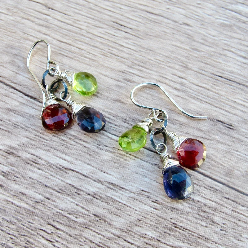 Best hoop earrings with multi-colored gemstones for a vibrant and lively touch-Gemstone Triplet Earrings