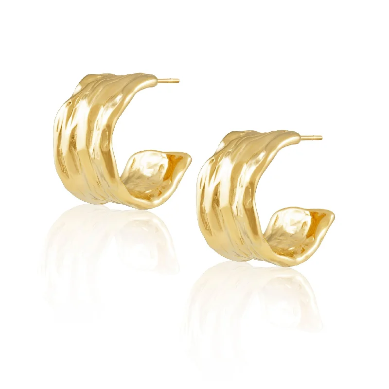 Best hoop earrings with gold for a luxurious and timeless look-Gina Hammered Hoop