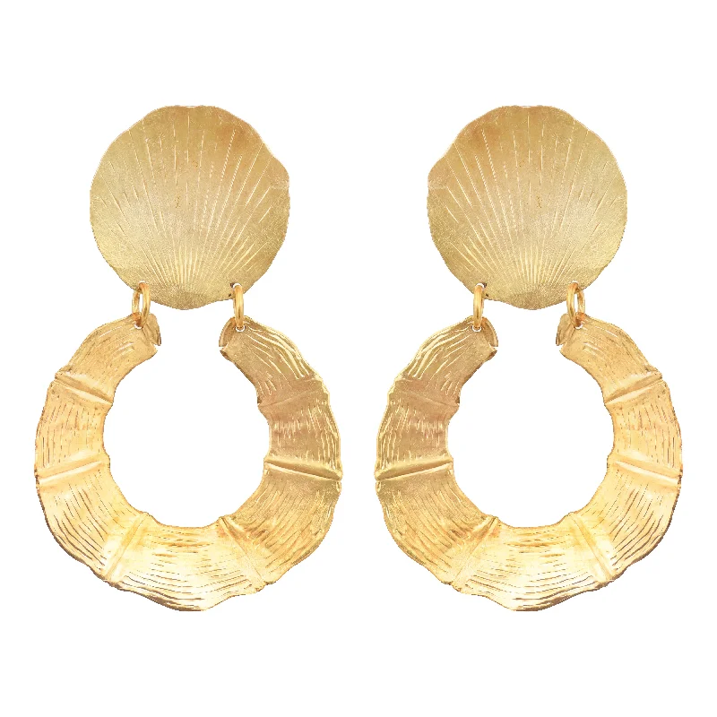 Best hoop earrings with enamel details for a colorful and modern look-Gold Bambou Earrings