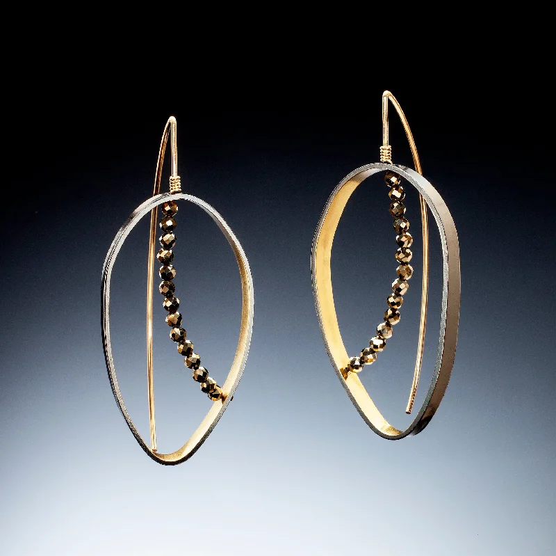 Hoop earrings with polished silver finish for a shiny, modern appeal-Gold Inside Vertical Oval Earrings (large)