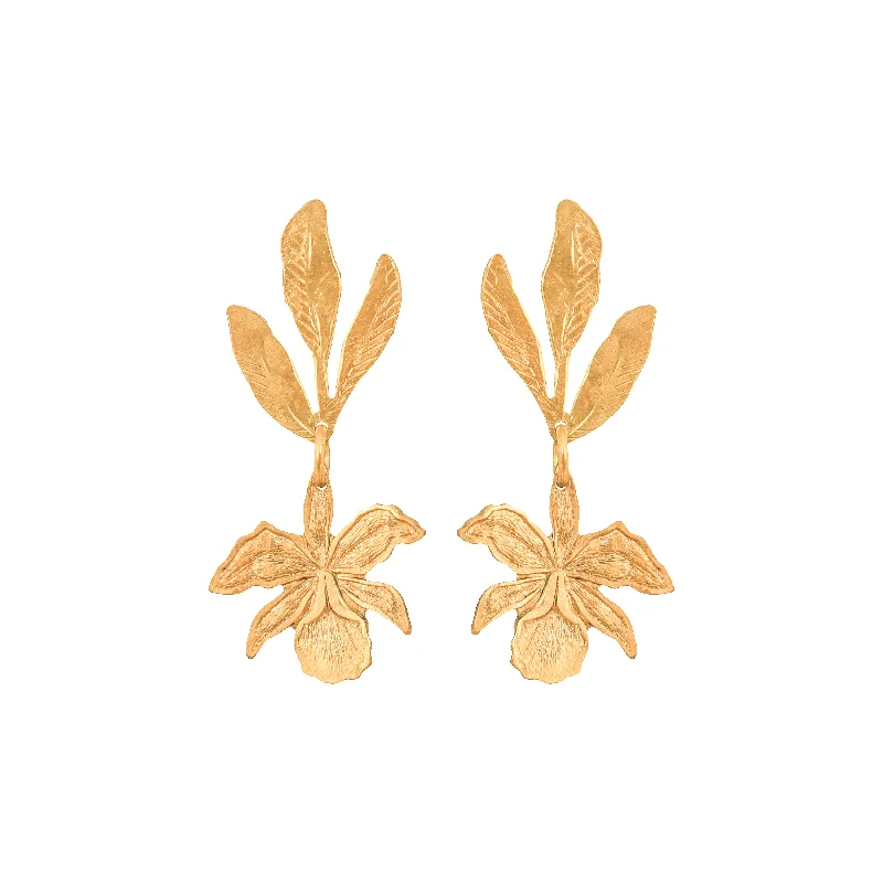 Best hoop earrings with geometric hexagon shapes for a modern, angular look-Gold Orchid Earrings