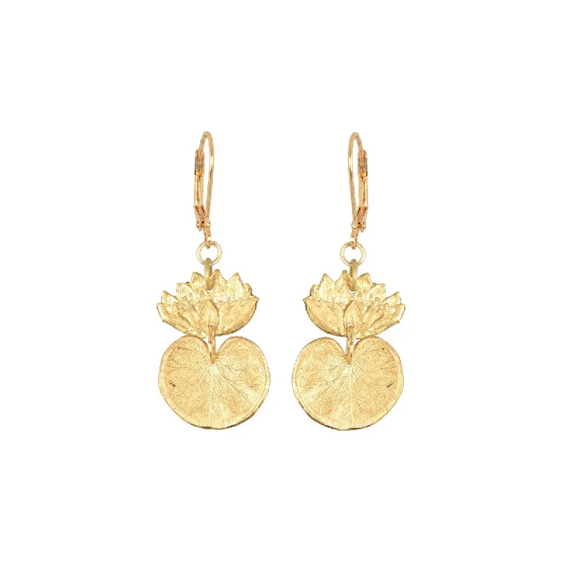 Small hoop earrings for a delicate and understated everyday wear-Golden Waterlily Earrings