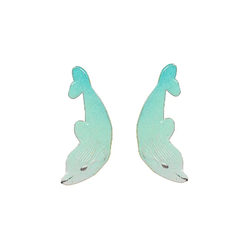 Hoop earrings with a matte black finish for a sleek, edgy vibe-Handpainted Dolphin Earrings