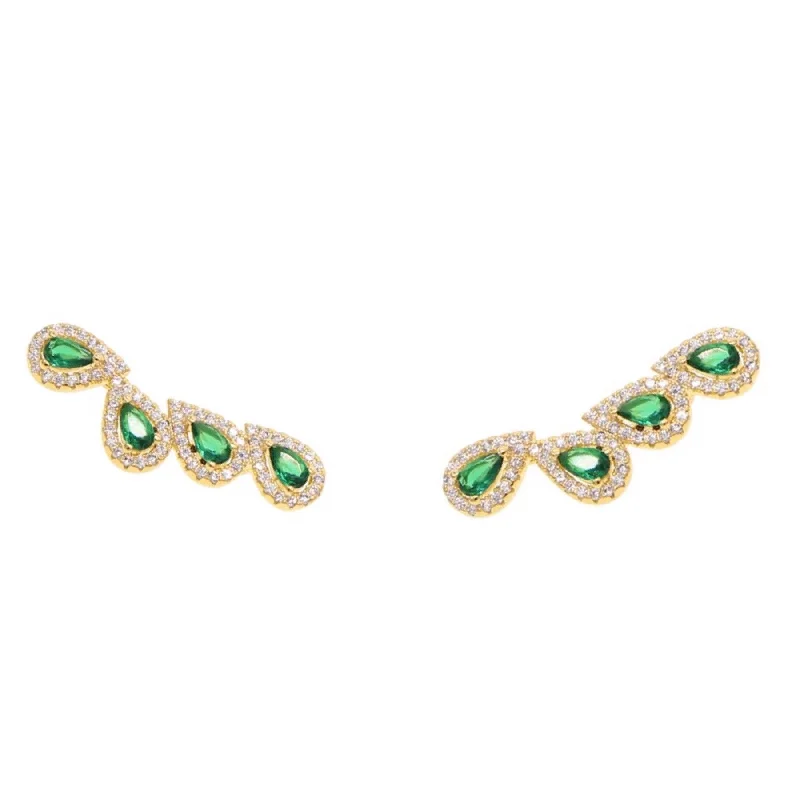 Best hoop earrings with multi-colored gemstones for a vibrant and lively touch-Heidi Emerald Ear Crawler