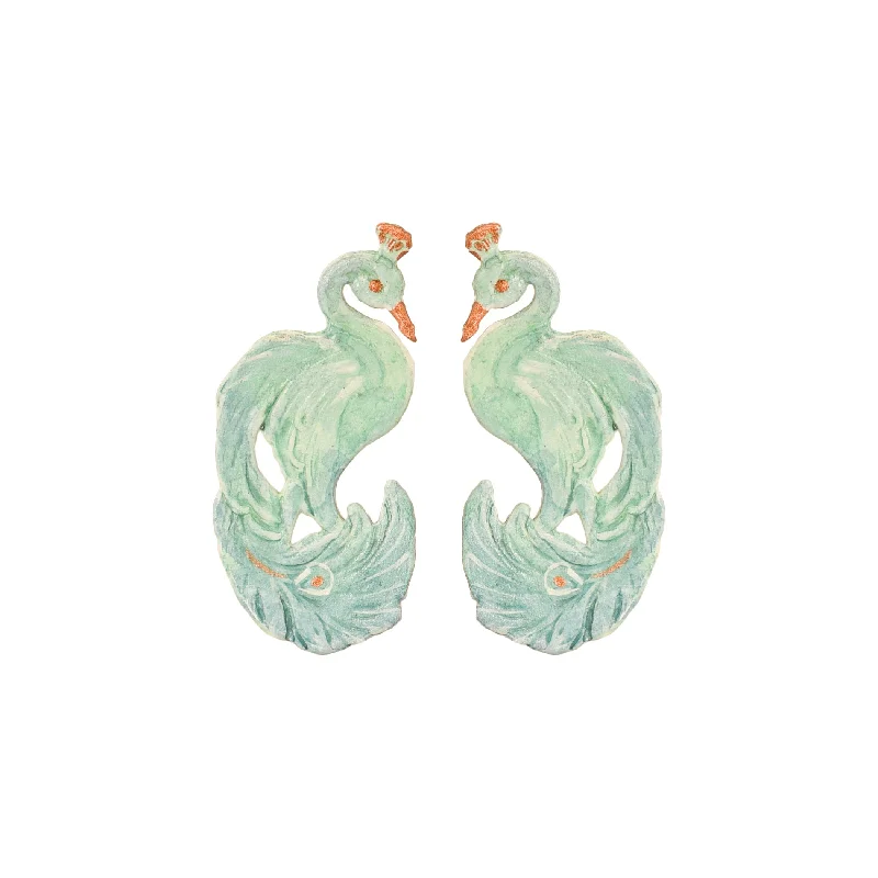 Hoop earrings with twisted metal designs for a dynamic and modern style-Jade Peacock Earrings