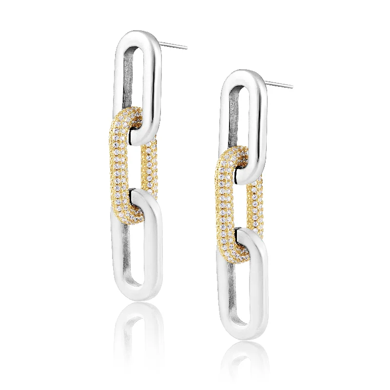 Best hoop earrings with stacked layers for a dimensional and bold look-Jenna Pave Earrings - Two Tone