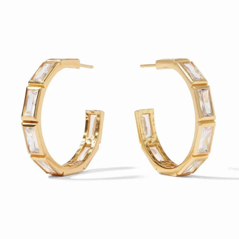 Hoop earrings with leather accents for a sleek and bold combination-Julie Vos | Antonia Large Hoop Earrings with CZ Crystals in Gold