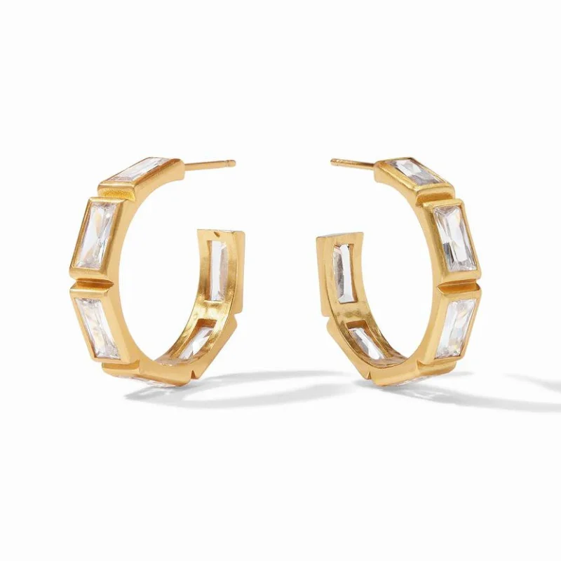 Best hoop earrings with smooth ceramic finishes for a polished, clean style-Julie Vos | Antonia Medium Hoop Earrings with CZ Crystals in Gold