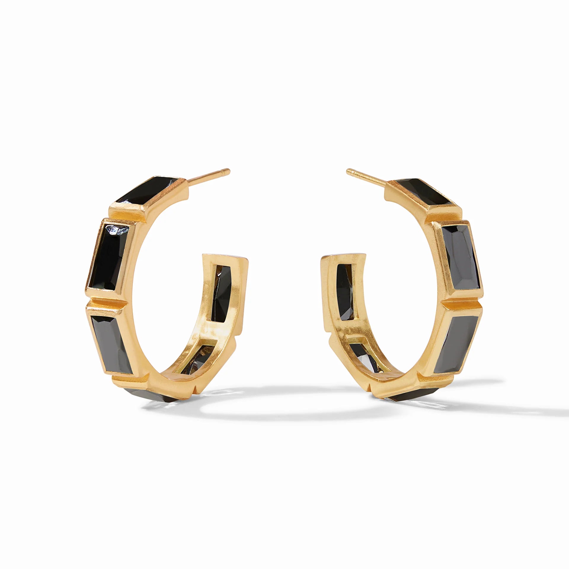 Best hoop earrings with geometric shapes for a modern and artistic appeal-Julie Vos | Antonia Medium Hoop Earrings with Obsidian Black Crystals in Gold