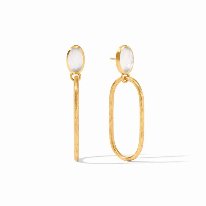 Classic hoop earrings with a thin profile for a sleek and subtle style-Julie Vos | Ivy Statement Earrings with Iridescent Clear Crystals in Gold