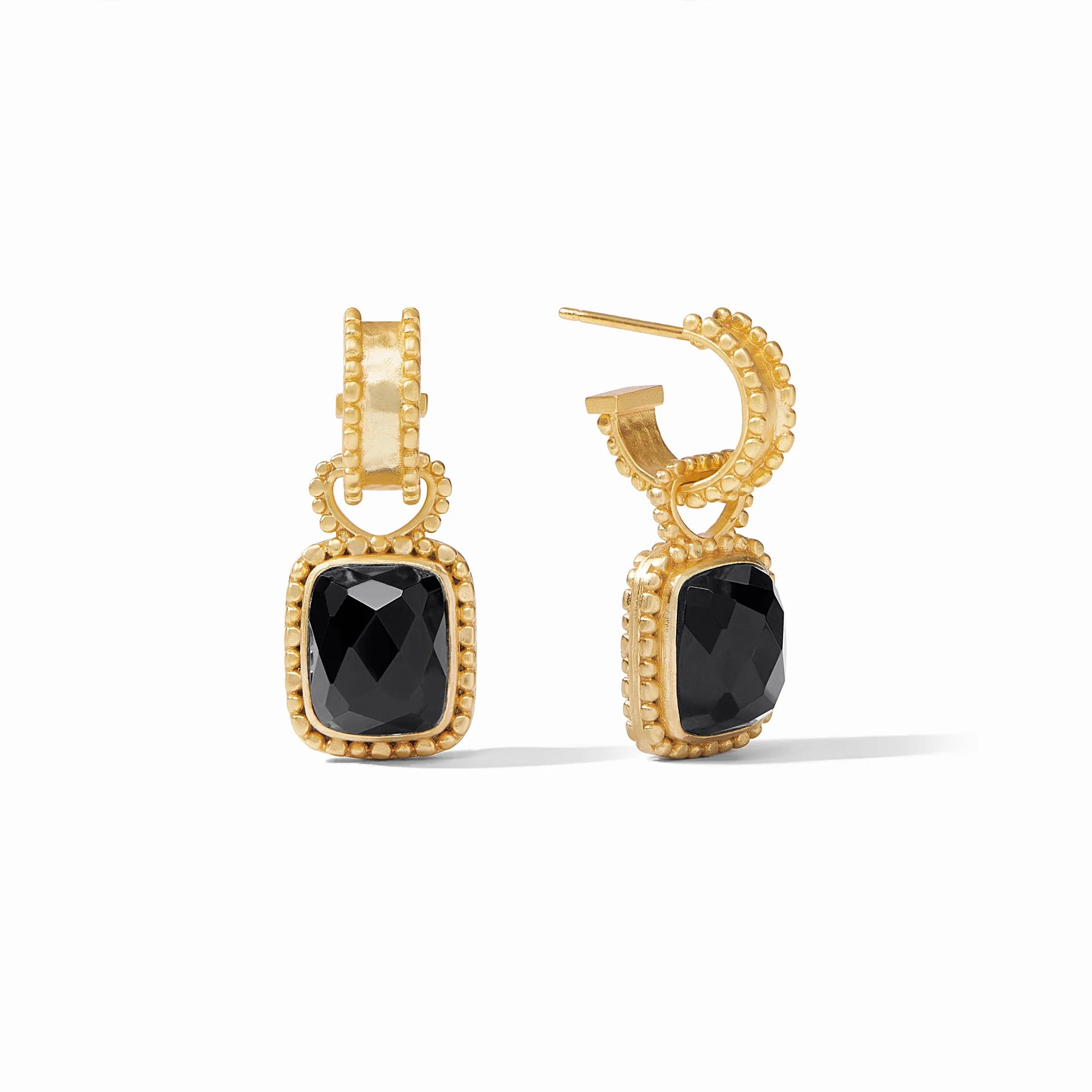 Best hoop earrings with twisted rope designs for a nautical-inspired style-Julie Vos | Marbella Gold Hoop Earrings & Charm in Obsidian Black