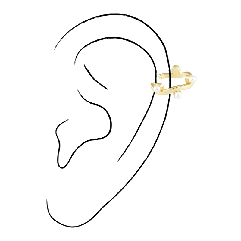 Best hoop earrings with geometric pendants for a modern, chic appeal-Kailani Pearl Ear Cuff