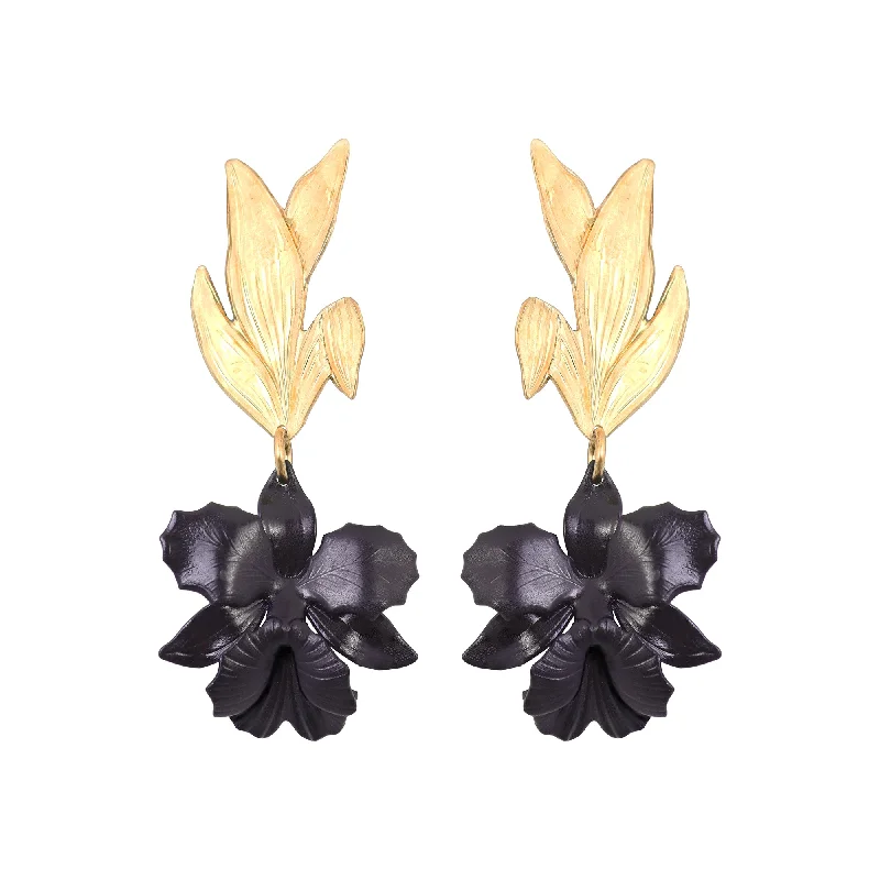 Hoop earrings with removable pendants for a versatile and customizable accessory-Kalea Orchid Earrings