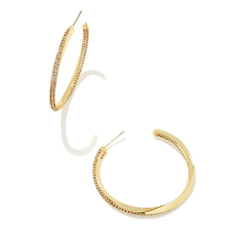 Hoop earrings with oversized pearl accents for a statement-making look-Kendra Scott | Ella Gold Hoop Earrings in White Crystal