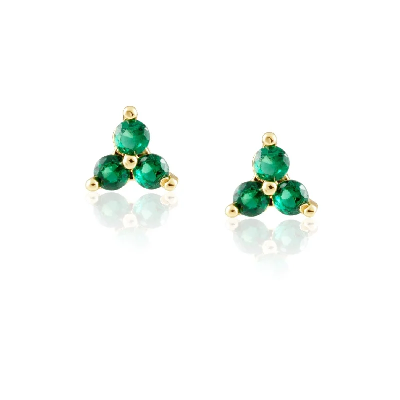 Hoop earrings with textured finishes for a vintage and classic style-Kira Emerald Studs