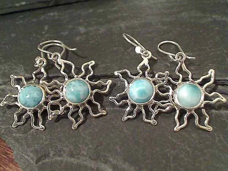 Small hoop earrings for a delicate and understated everyday wear-Larimar, Sterling Silver Earrings