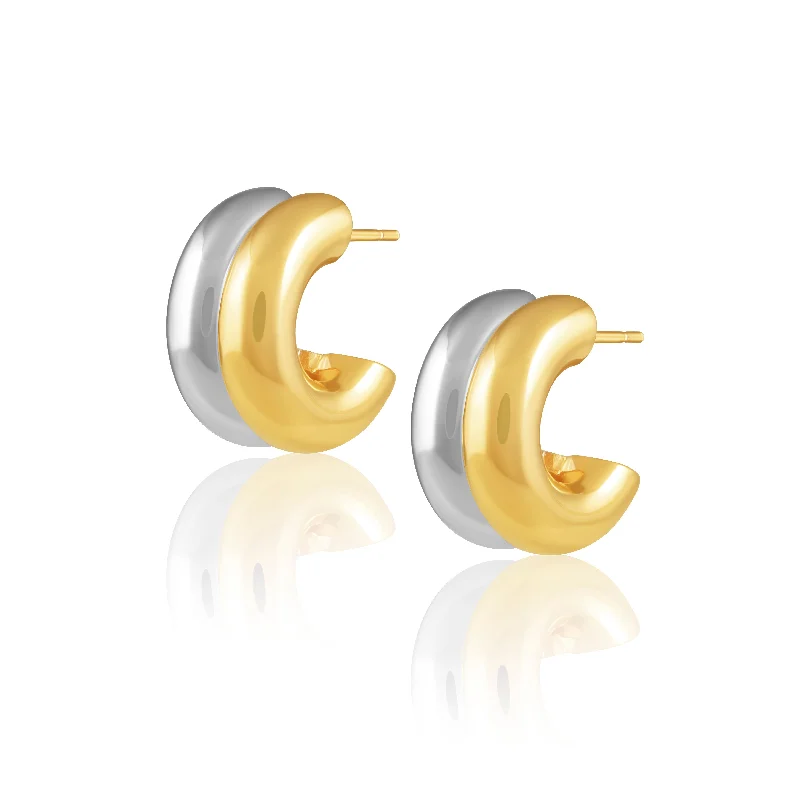 Best hoop earrings with tribal designs for a cultural and exotic aesthetic-Kylie Two Tone Hoops