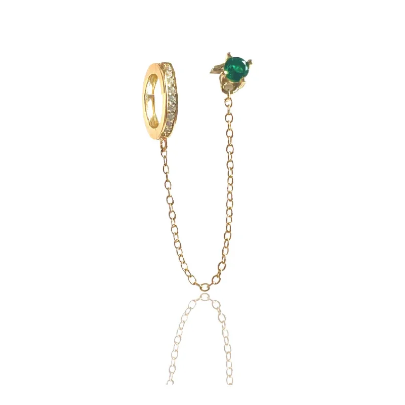 Best hoop earrings with intricate beaded details for a textured, stylish appearance-Lilou Emerald Chain Drop Earring