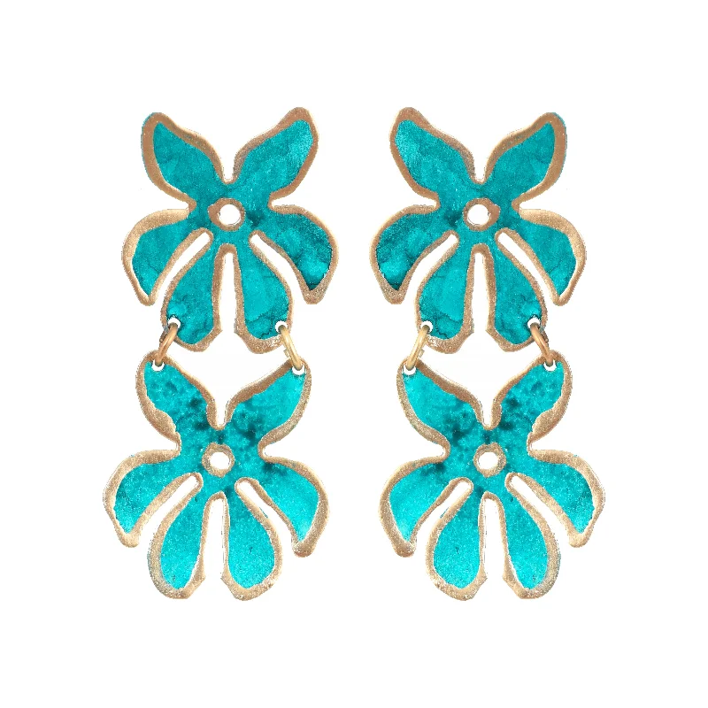 Best hoop earrings with cubic zirconia for a budget-friendly, dazzling look-Little Teal Tahiti Earrings