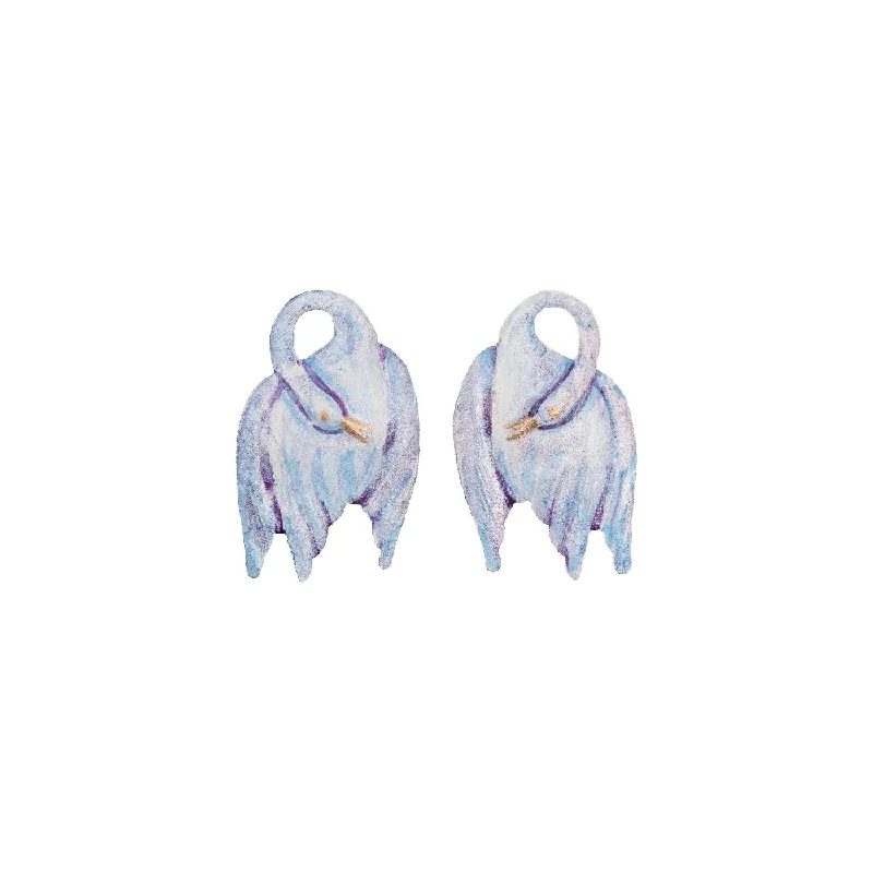 Best hoop earrings with blackened metal for an edgy and bold appearance-Little Watercolour Swan Earrings