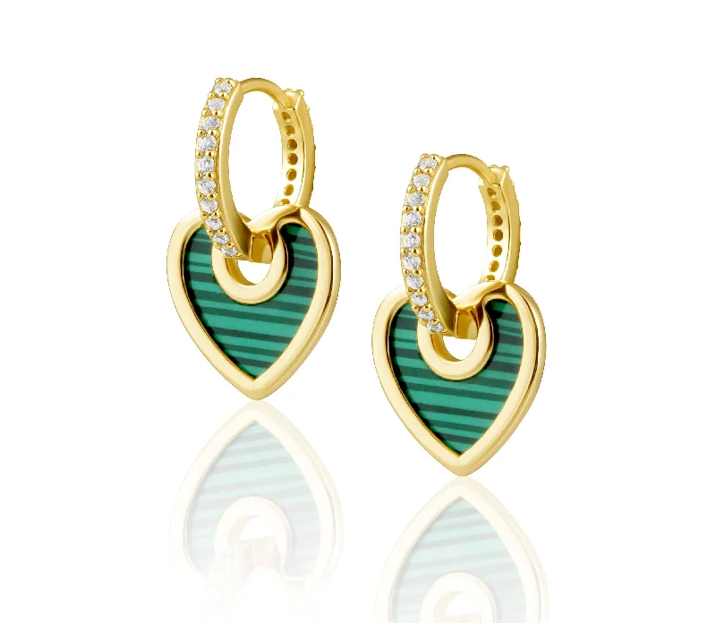 Hoop earrings with snake print designs for an edgy, wild appearance-Lucy CZ Heart Huggies