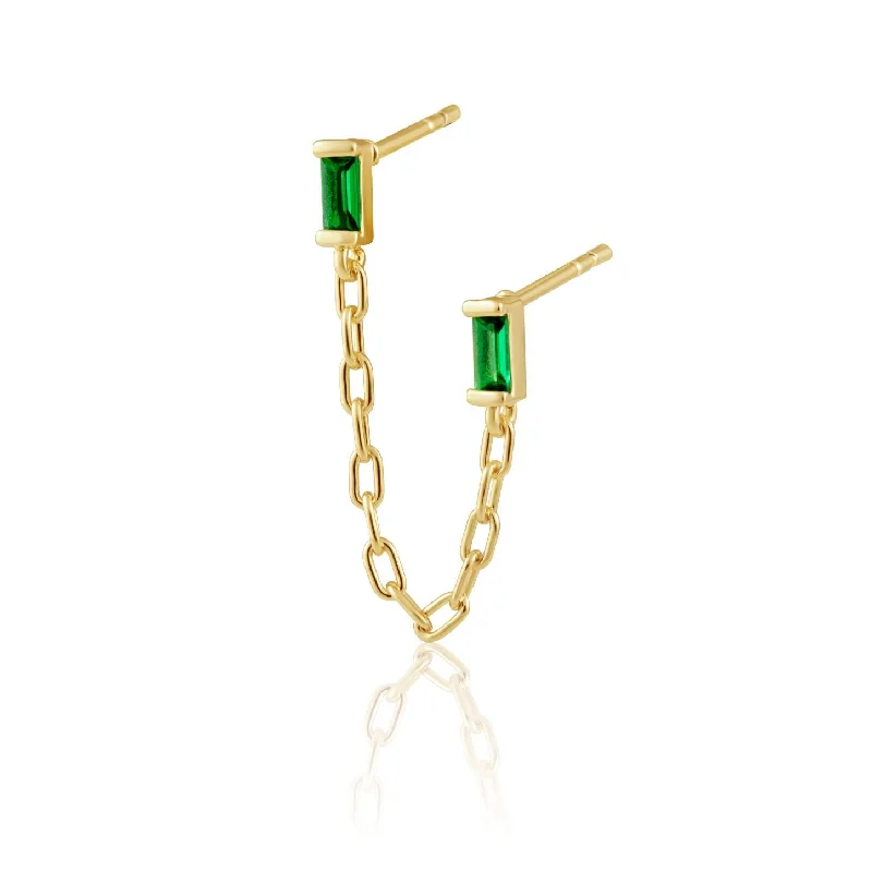 Small hoop earrings for a delicate and understated everyday wear-Malia Emerald Double Stud Earring