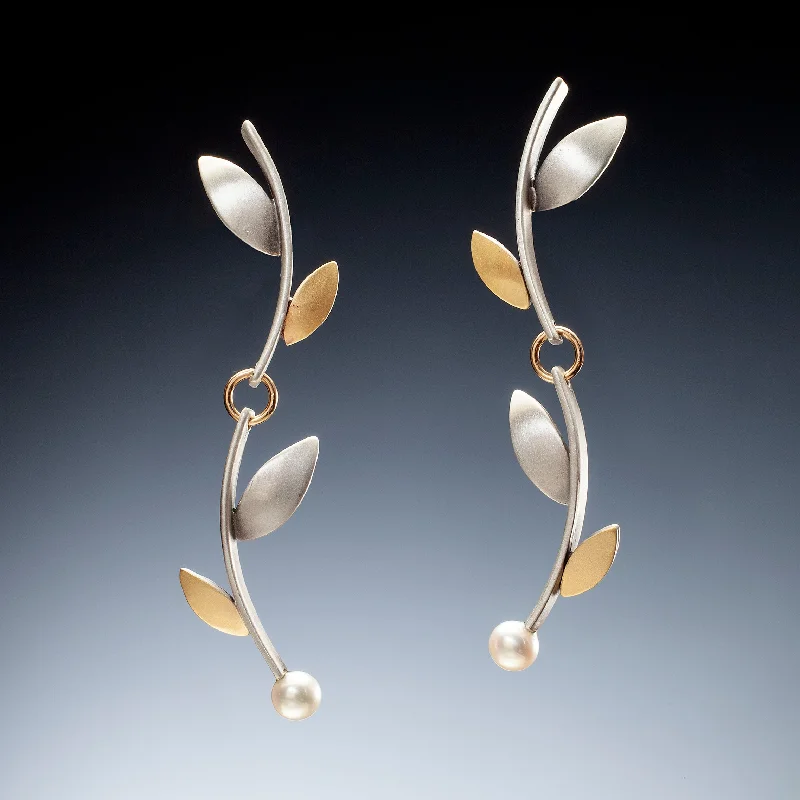 Hoop earrings with tortoiseshell designs for a chic and classic style-Mixed Metal Branch Earrings