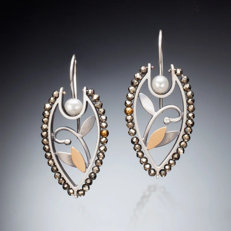 Hoop earrings with abstract shapes for an artistic and creative touch-Mixed Metal Shield Earrings