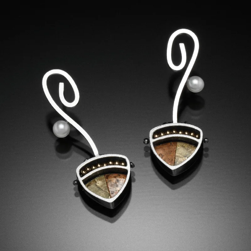 Hoop earrings with a matte black finish for a sleek, edgy vibe-Mosaic Shield Earrings