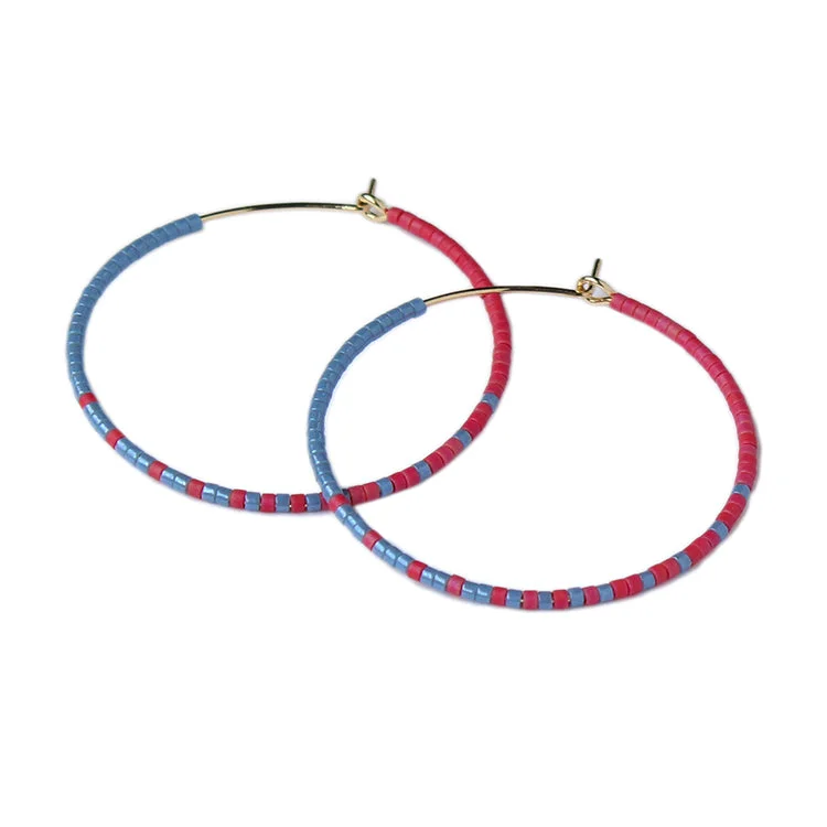 Best hoop earrings with marbled designs for a trendy and artistic effect-Nora Hoops LG / Denim