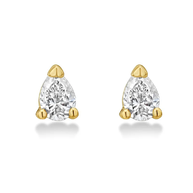 Best hoop earrings with geometric shapes for a modern and artistic appeal-Pear Shape Diamond Micro Studs Earrings (0.20 ct.) in 14K Gold