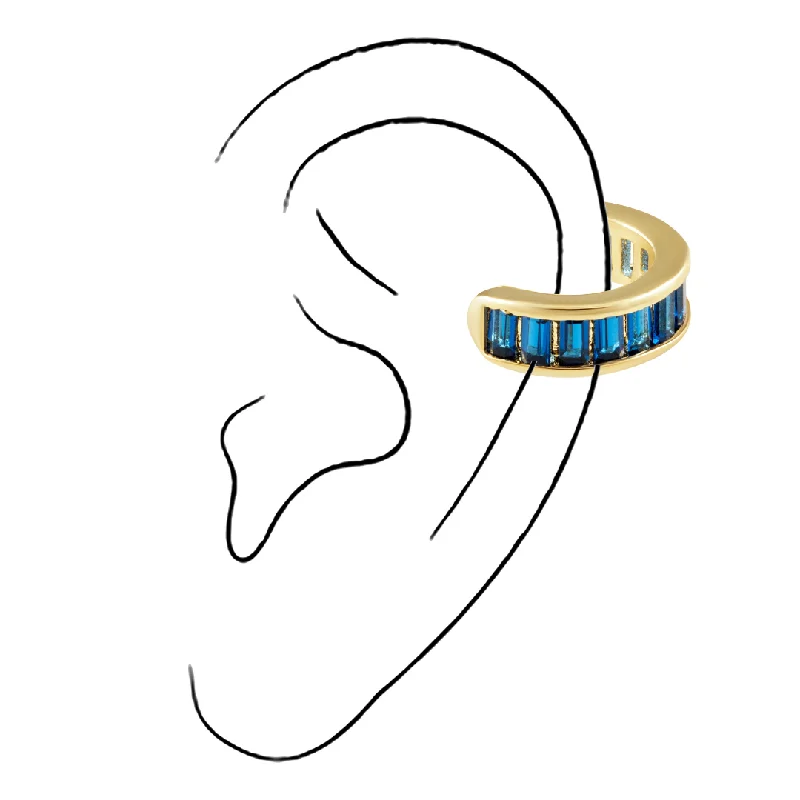 Best hoop earrings with custom designs for a personalized, unique accessory-Peyton Cz Ear Cuff Sapphire