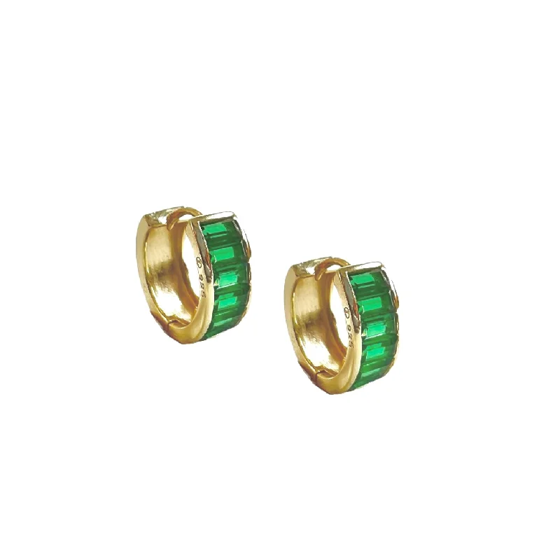 Hoop earrings with faceted crystals for added sparkle and shine-Peyton Emerald Cz Huggies