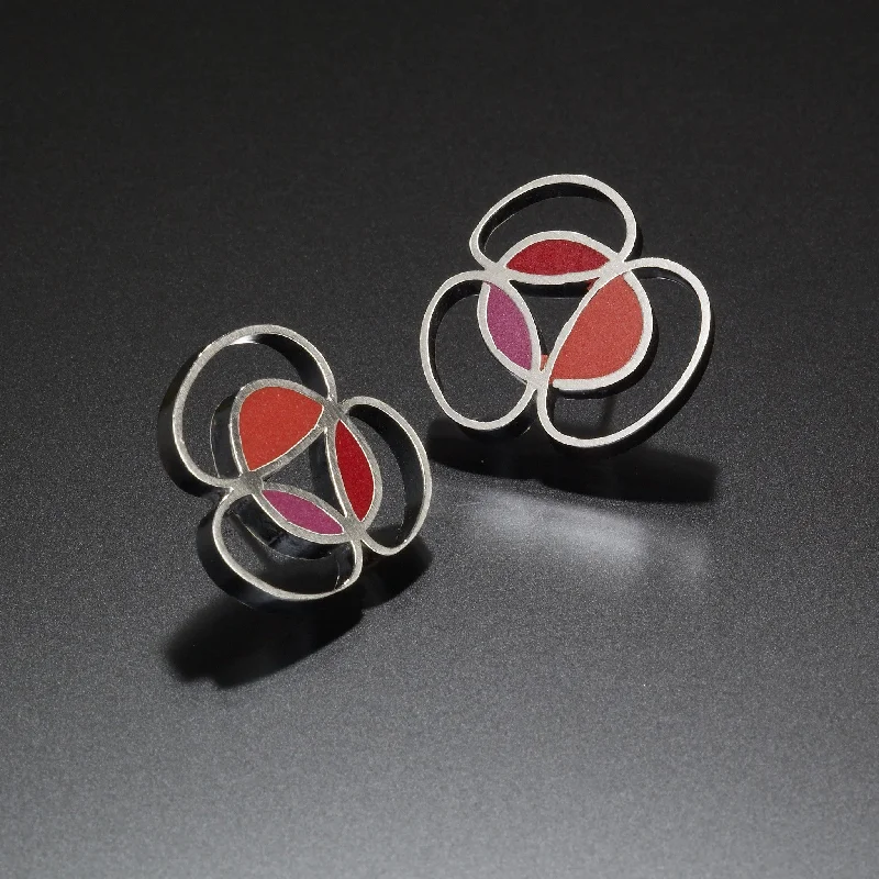 Best hoop earrings with asymmetrical designs for a fashion-forward, avant-garde look-Scribble Earrings (red)