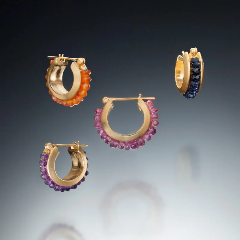 Hoop earrings with textured gold for a refined and sophisticated aesthetic-Small Gemstone Hoops (gv)