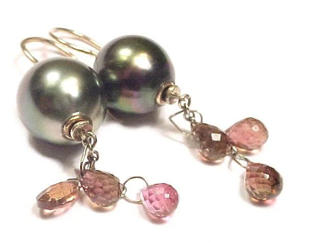 Hoop earrings with rhinestone-studded rims for a glamorous touch-South Sea Grey Pearl Earrings