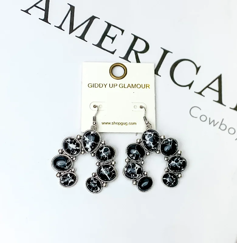 Best hoop earrings with matte finish for a sophisticated, understated design-Squash Blossom Stone Earrings In Black