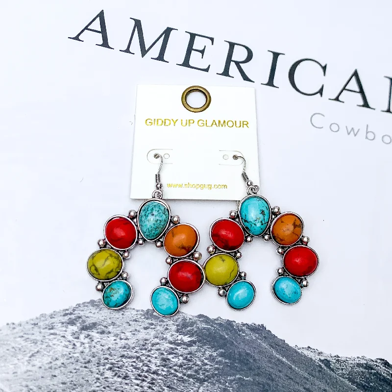 Best hoop earrings with enamel details for a colorful and modern look-Squash Blossom Stone Earrings In Multicolor