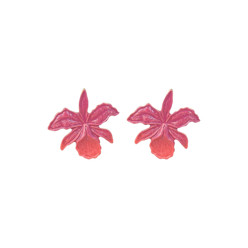 Hoop earrings with pearl accents for a chic and classic style-Sunset Orchid Studs