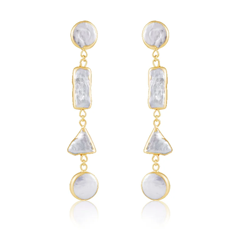 Hoop earrings with enamel stripes for a colorful and eye-catching design-Tatiana Pearl Drop Earring