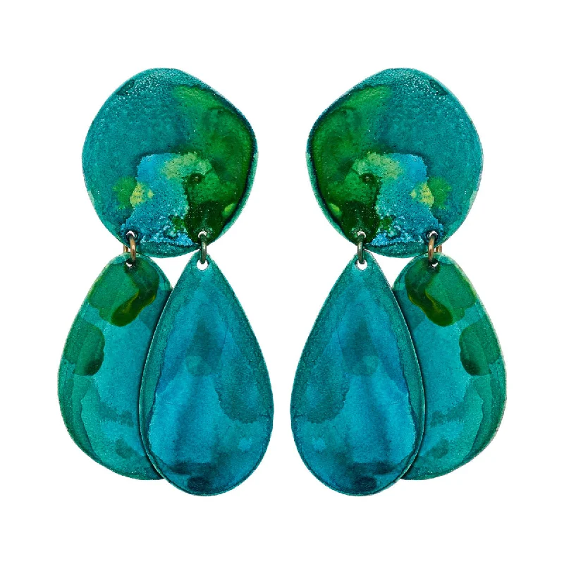 Hoop earrings with a matte finish for a sleek and sophisticated appearance-Teal Pebble Earrings