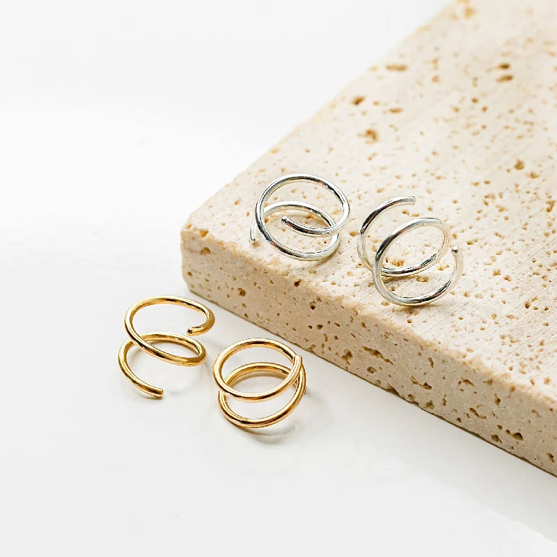 Medium hoop earrings for an everyday look with the perfect balance of style-Tiny Twist Double Huggie Earrings