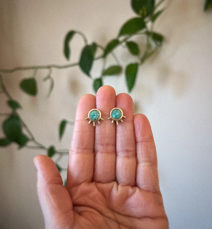 Small hoop earrings for a delicate and understated everyday wear-Turquoise Daybreak Studs