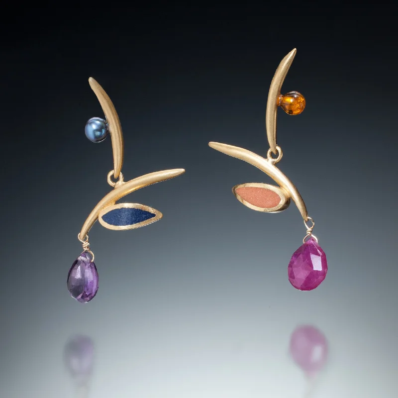 Hoop earrings with polished silver finish for a shiny, modern appeal-Twig Earrings (gv)