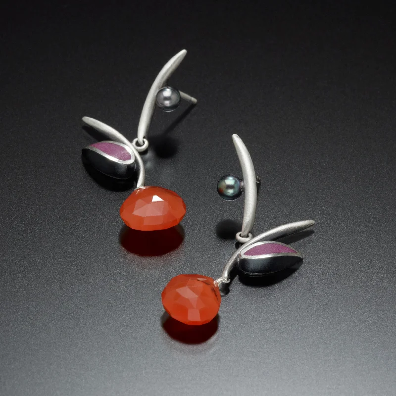 Hoop earrings with heart-shaped frames for a romantic and feminine look-Twig Earrings (orange)